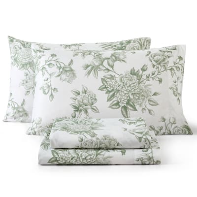 HLC.ME Floral Bed Sheets - Multi-Piece Bed Sheet Set - Wrinkle Resistant & Ultra Soft - Fits Mattresses up to 15 Inches Deep