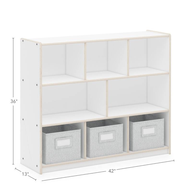 Guidecraft EdQ Essentials Three Shelf 8 Compartment Storage 36"