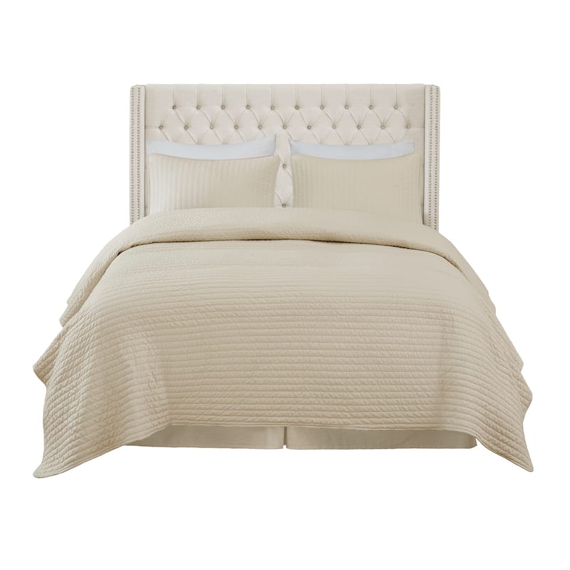 Madison Park Baldwin Upholstered Wingback Headboard with Button Tufting & Nailhead Trim