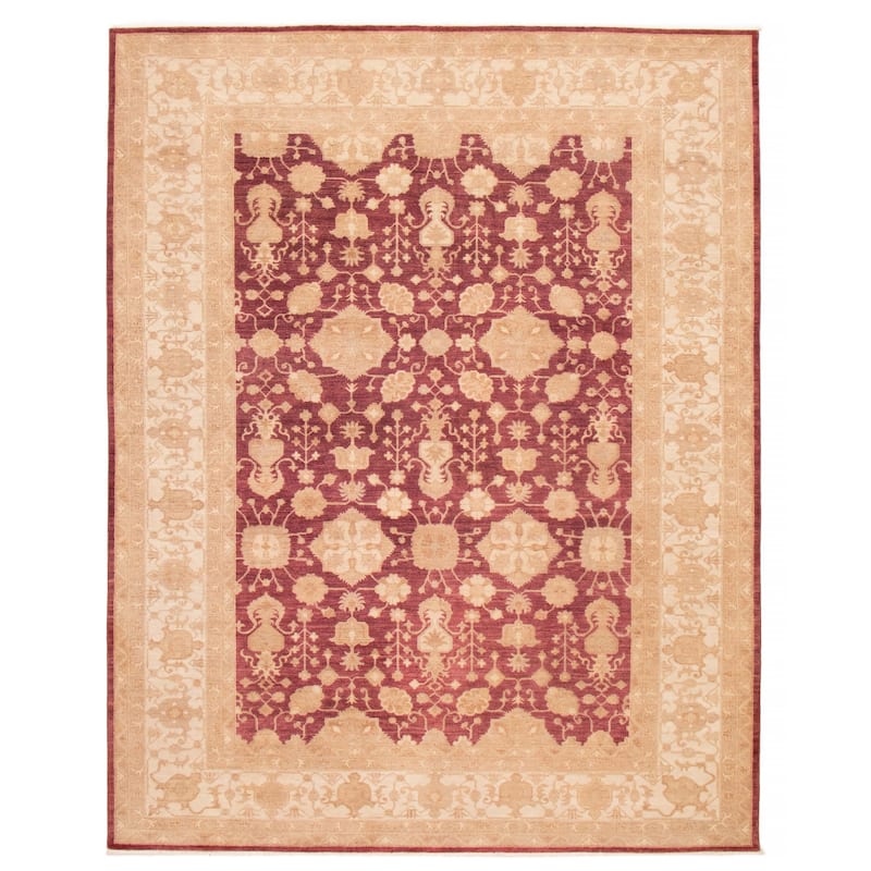 ECARPETGALLERY Hand-knotted Chobi Finest Burgundy Wool Rug - 9'1 x 11'6 - Burgundy - 9'1 x 11'6