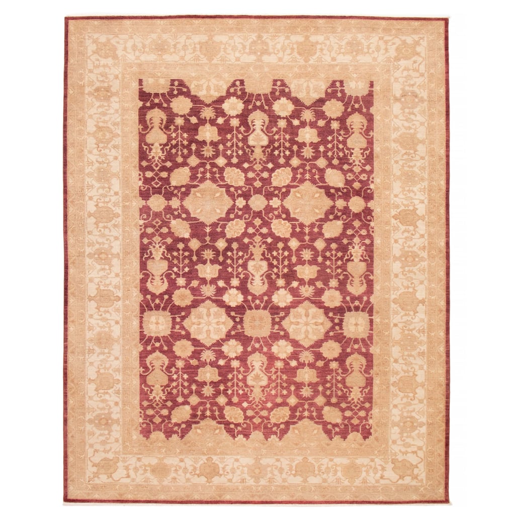 ECARPETGALLERY Hand-knotted Chobi Finest Burgundy Wool Rug - 9'1 x 11'6