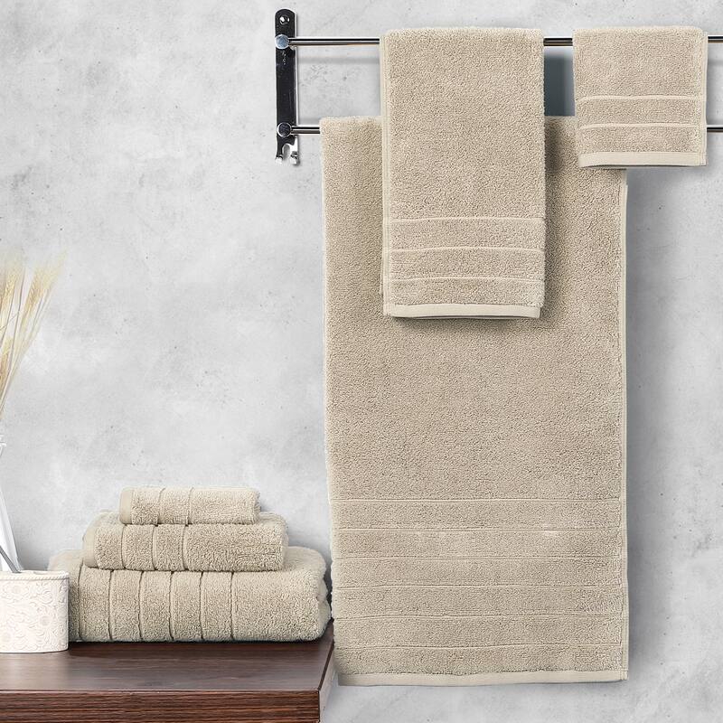 Anne Klein 6 Piece Reverie 100% Cotton Towel Set - Sand