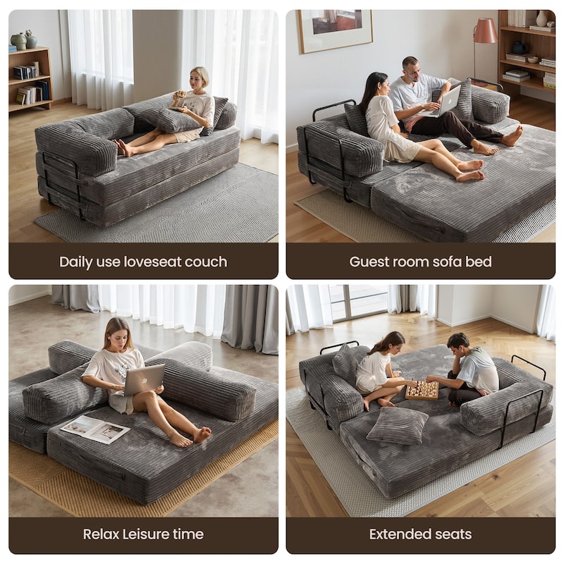 OVIOS Supreme Soft Fluffy Loveseat Sleeper Sofa