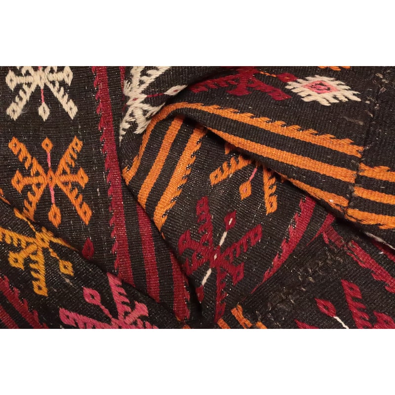 Hand Woven Oriental 100% Wool Carpet Southwestern Tribal Multi-Colored Kilim Area Rug - 11' 11'' X 5' 9''