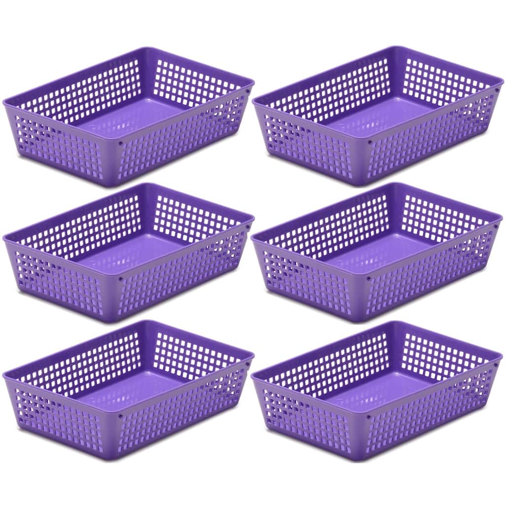 6-Pack Plastic Storage Baskets for Office Drawer, Classroom Desk