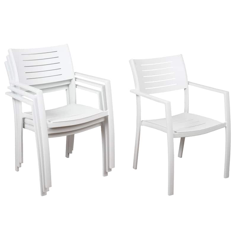 Amazonia White Aluminum Stacking Outdoor Patio Dining Chairs by Havenside Home - Set of 4