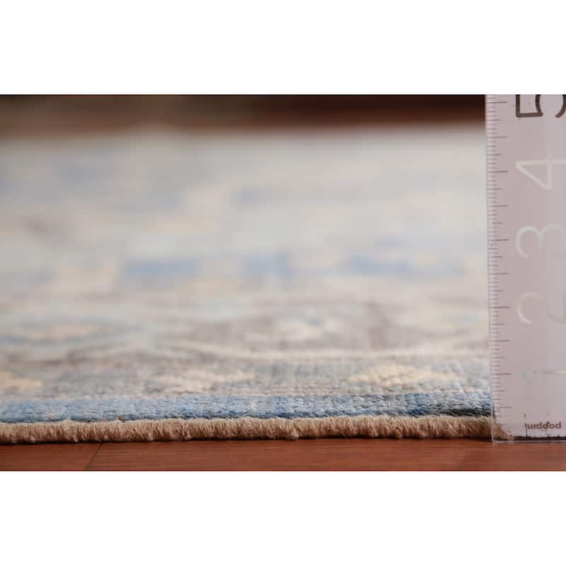 Hand Knotted Oriental 100% Wool Carpet Transitional Medallion Navy Blue & Blues Oushak Area Rug - 12' 1'' X 9' 1''