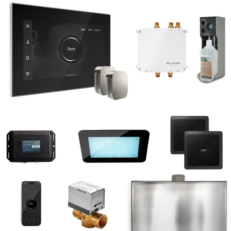 Mr Steam BLS1-X Bliss Max Package Steam Shower Control Package with - Black / Polished Nickel