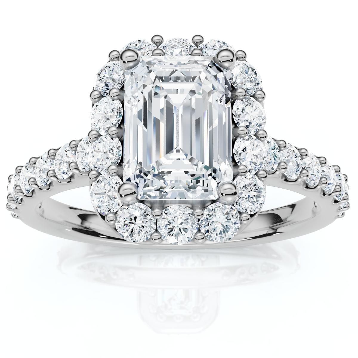 Bliss Diamond 1 3/4Ct Emerald Cut Diamond Halo Engagement Ring Gold Lab Grown