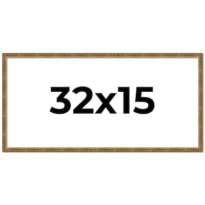 32x15 Frame Black Real Wood Picture Frame Kingsley Gold Distressed Photo Frame with UV Acrylic Foam Board Backing &