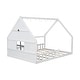preview thumbnail 7 of 9, White Wood Playful Full Size House Bed Kids Bed with LED,Window and Fence