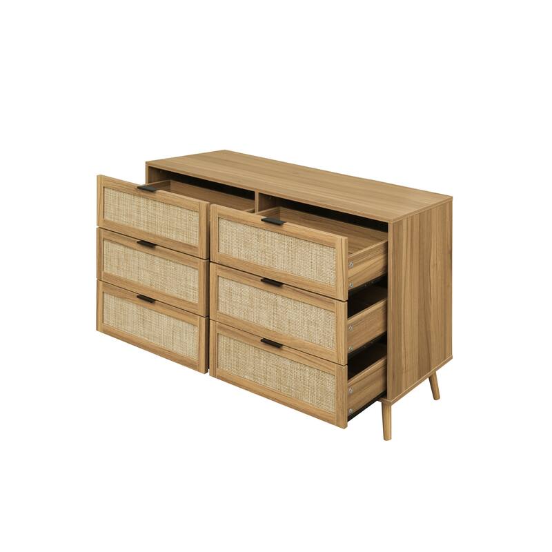 6 Drawer Rattan Dresser, Buffet Cabinet, Storage Cabinet for Bedroom