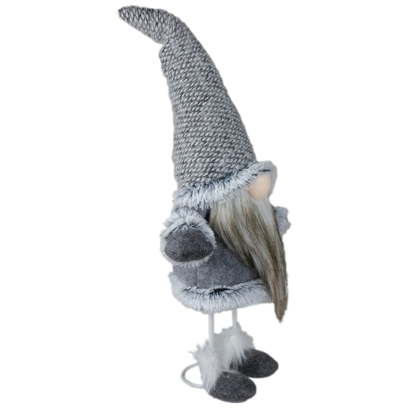 17" Gray and Beige Standing Gnome Tabletop Christmas Decoration