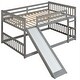 preview thumbnail 7 of 16, Full over Full Multiple Functional Bunk Bed with Slide and Ladder in Grey Color,Modern & Clean Design,No Box Spring Needed