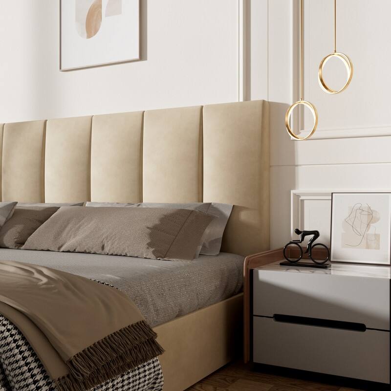 Modern Upholstered Lift-Up Storage Platform Bed with Headboard