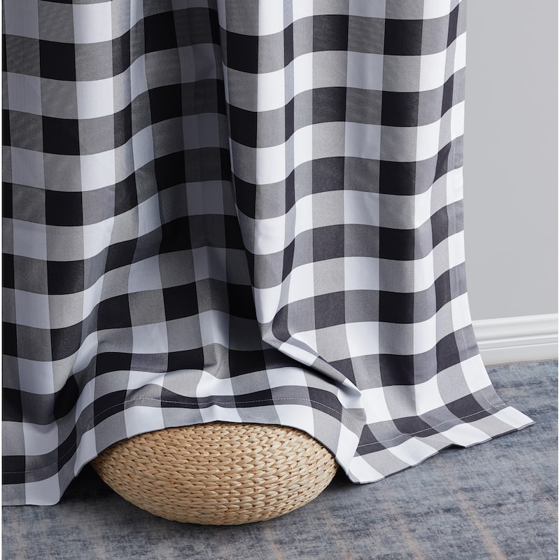HLC.me Andersen Check Plaid 100% Blackout Thermal Insulated Energy Saving Heat Blocking Grommet Curtain Panels, 2 Panels