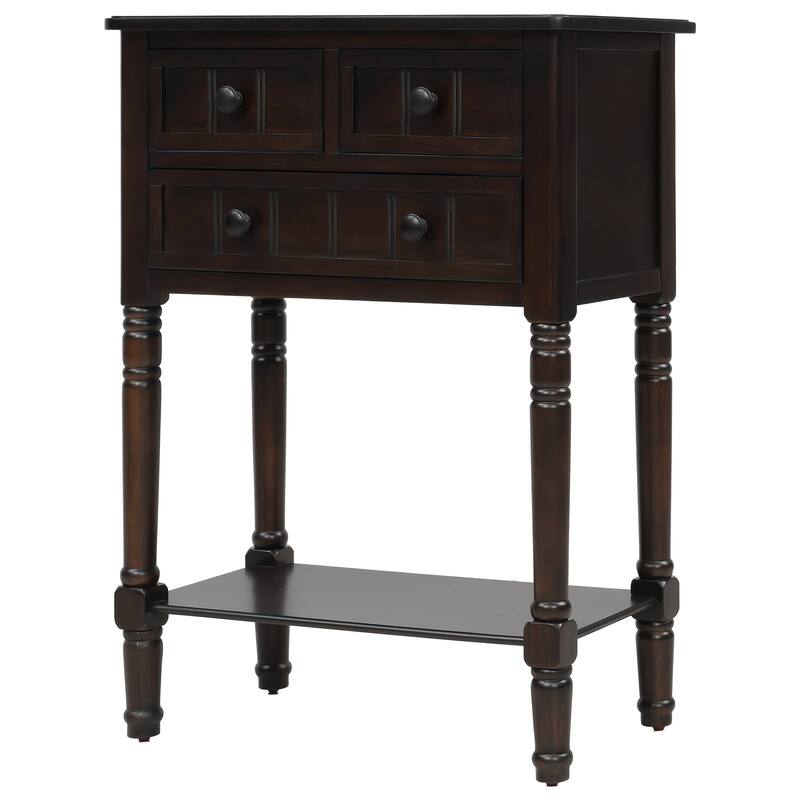 Narrow Console Table, Slim Sofa Table with 3 Storage Drawers and Bottom Shelf