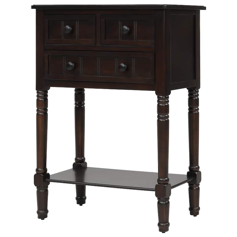 Narrow Slim Esspreso Console Table/Sofa Table with 3 Drawers and 1 Bottom Shelf - 23.7"L x 13"W x 31.1"H