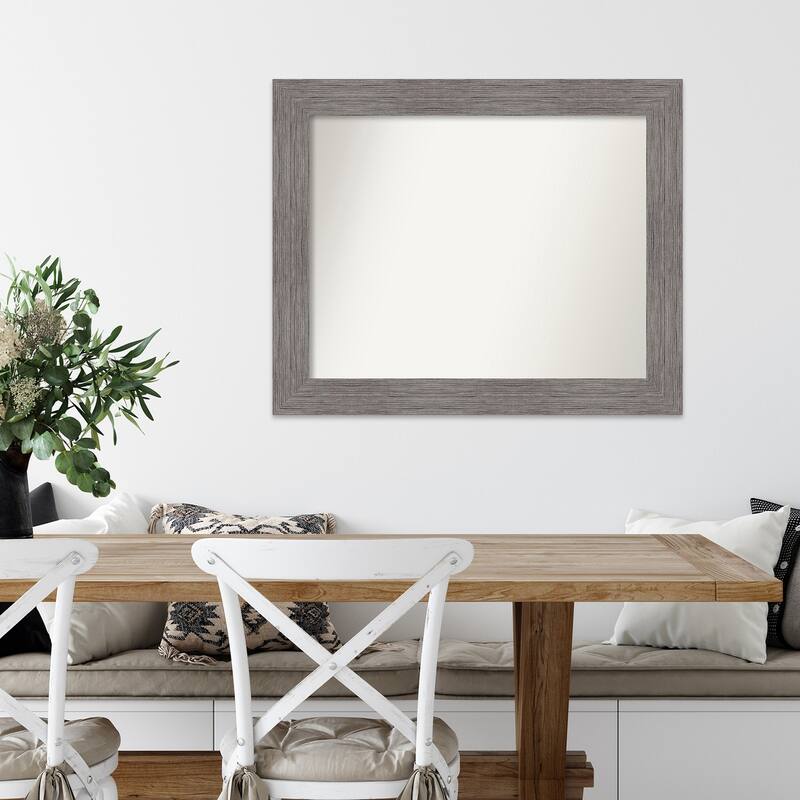 Non-Beveled Wall Mirror - Pinstripe Plank Grey Frame