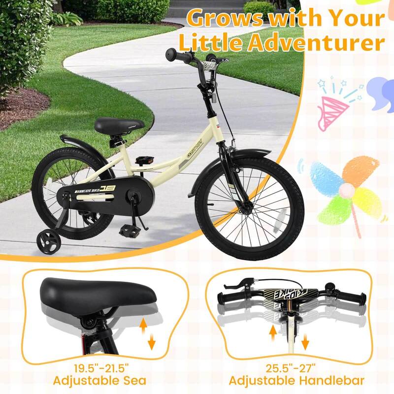 Costway 14" Kids Bike with Removable Training Wheels Adjustable Seat & - See Details