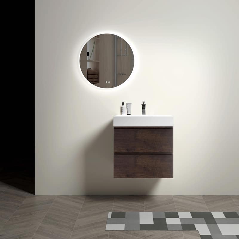36"/30"/24" Floating Bathroom Vanity with Sink, Wall-Mounted Storage Cabinet