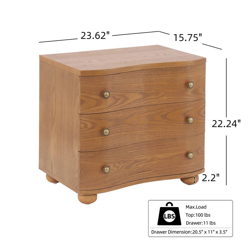 Christopher Knight Home - Modern Minimalist 23.62" Nightstand with Roller Glide Drawers & Solid Wood Legs, Versatile Home Use