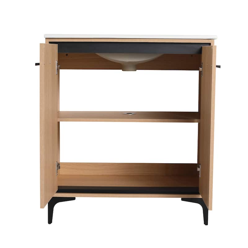 ARTCHIRLY 24/30 Inch Bathroom Vanity with Sink, Freestanding Bathroom Vanity with Soft Close Door and Adjustable Shelf