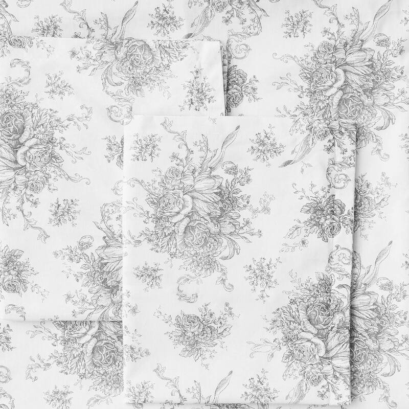 Floral Etching Cotton Duvet Set Gray