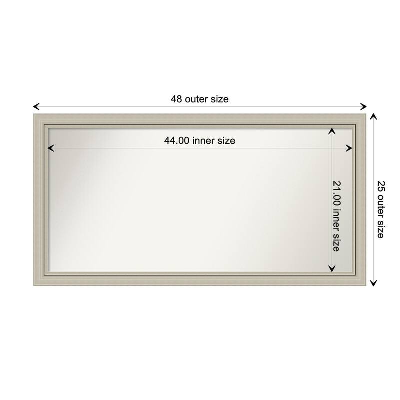 Romano Silver Narrow Framed Non-Beveled Custom Wall Mirror, Bathroom Vanity Mirror - Outer Size: 47.75 x 24.75