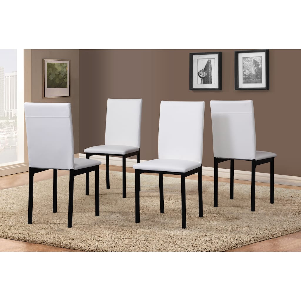 Modern 4 Piece Leather Dining Chair Set with Cushions, Backrests, Metal Legs for Dining Room Kitchen Bedroom Living Room