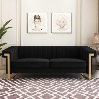 83.86'' Velvet Rolled Arm Chesterfield Sofa - Bed Bath & Beyond - 36533208