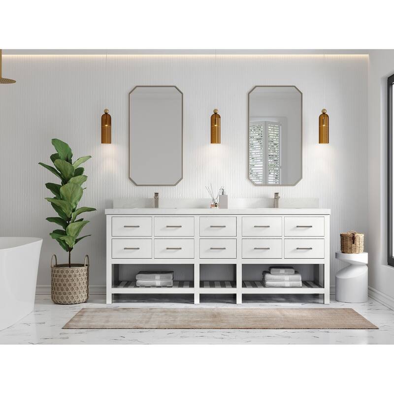 Willow Collections 84 in. W x 22 in. D Parker Double Sink Bathroom vanity with Regular Countertop