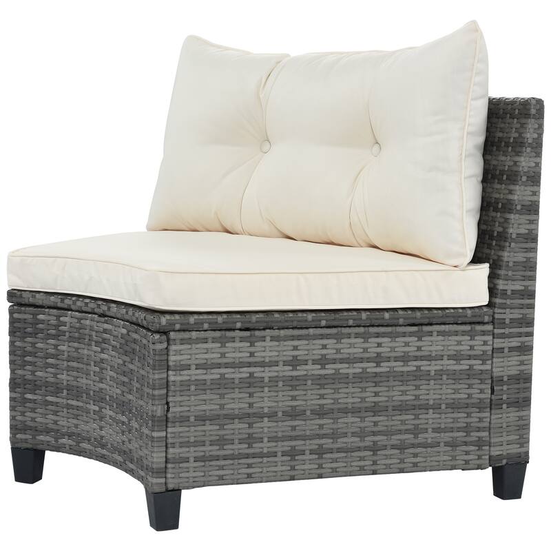 8-Piece Half-Moon Sectional Sofa Set with Rectangular Table