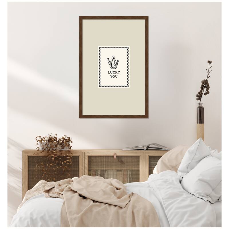 Kate and Laurel Lucky You Checkerboard Print, Hand Drawn Western Horseshoe, Cool Wall Poster II by Lucky Guava Framed Art Print