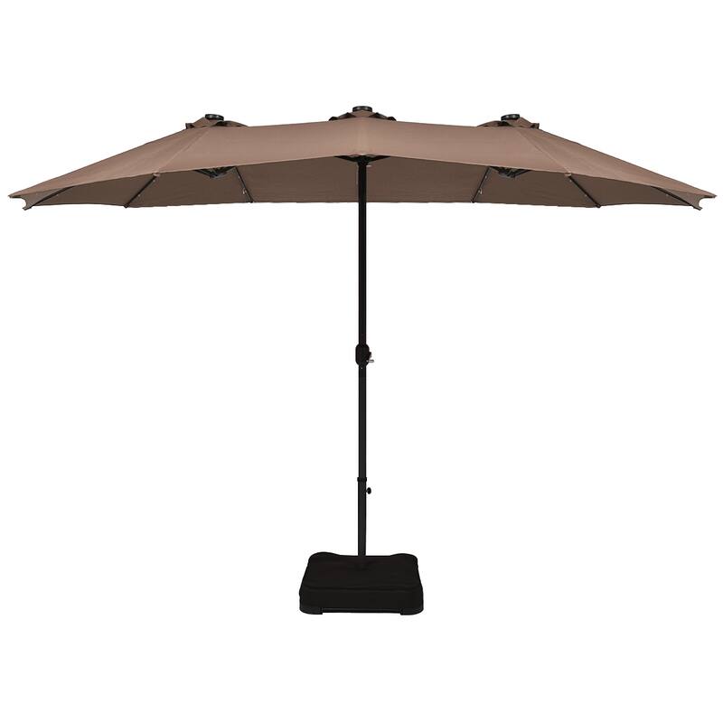 Costway 15Ft Patio Double-Sided Solar LED Market Umbrella Crank Base