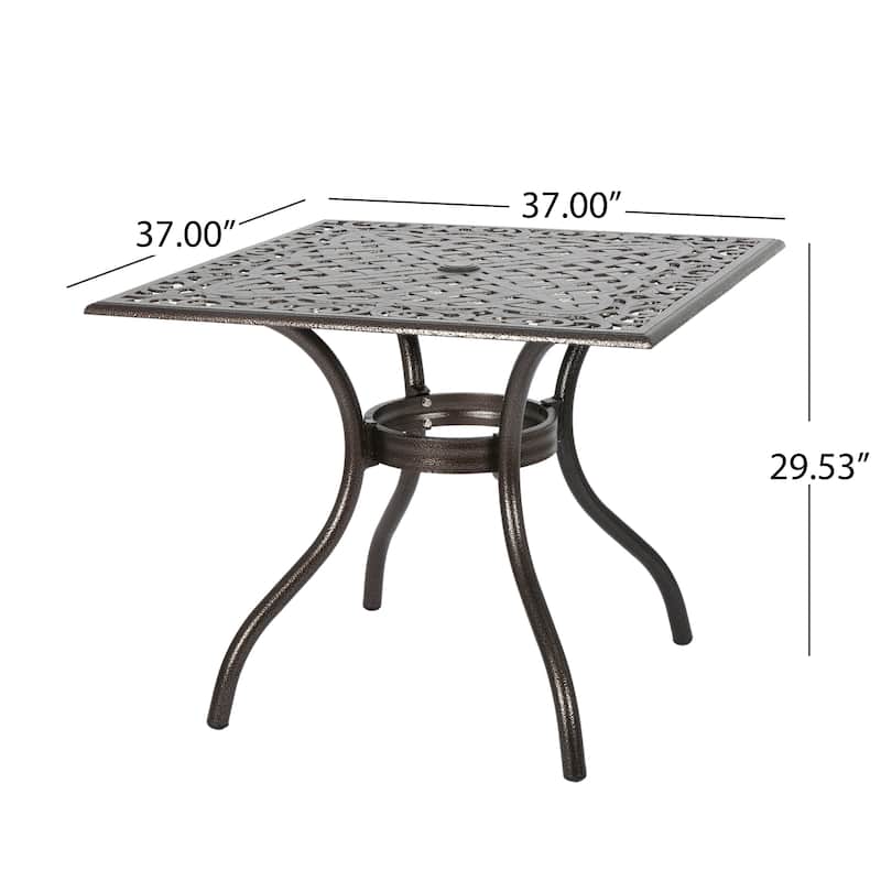 Hallandale Outdoor Cast Aluminum Square Bronze Dining Table (Only) by Christopher Knight Home - 37.00"L x 37.00"W x 29.53"H