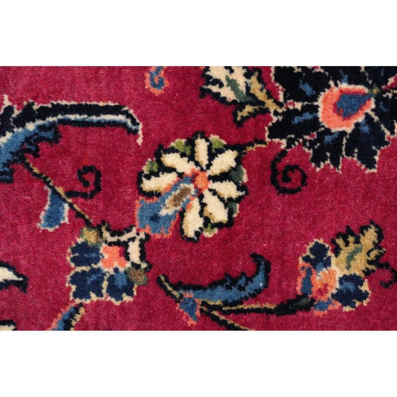 Hand Knotted Oriental 100% Wool Carpet Traditional Floral Pink Tabriz Area Rug - 10' 5'' X 7' 0''
