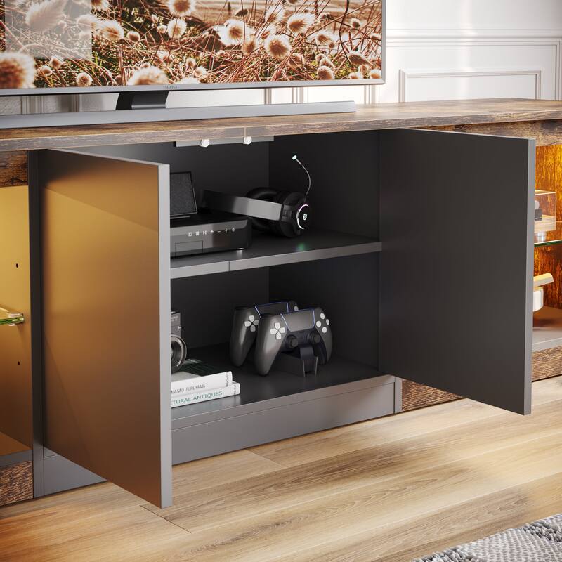 70 inch TV Stand 20 Color RGB Light Entertainment Center