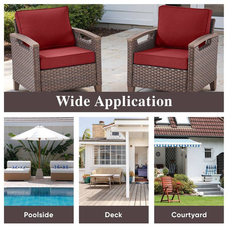 Pocassy Outdoor Brown Wicker Funitre with Cushion Set