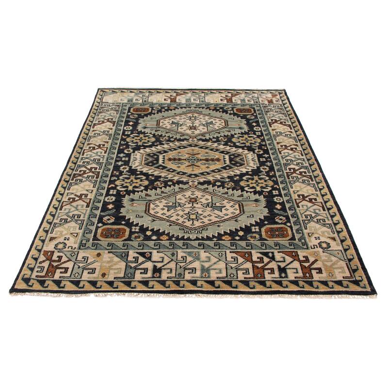 ECARPETGALLERY Hand-knotted Jules Serapi Dark Navy Wool Rug - 7'9 x 10'2