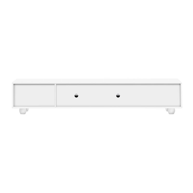 Modern TV Stand for TVs up to 80 Inches, Entertainment Center with Glass Door and 2 Drawers, Wood Long Storage Cabinet