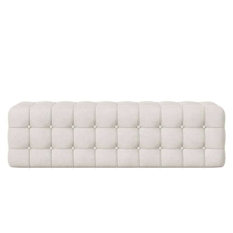2-Pieces Bedroom Sets Queen Size Upholstered Bed, Upholstered Ottoman