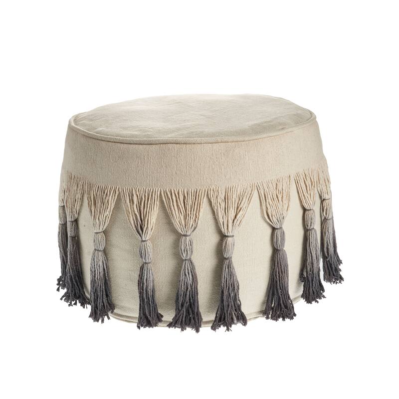 HomeRoots 20" Beige 100% Cotton Ottoman