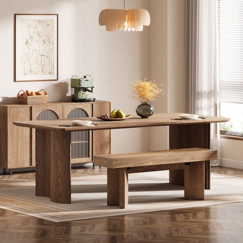 Farmhouse Wooden Dining Bench, 47" Indoor Kitchen Table Bench