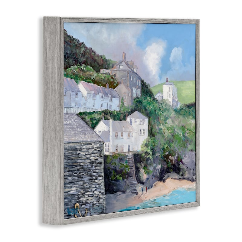 Stupell Coastal Village Beach Framed Giclee Art Design By Meredith Howse