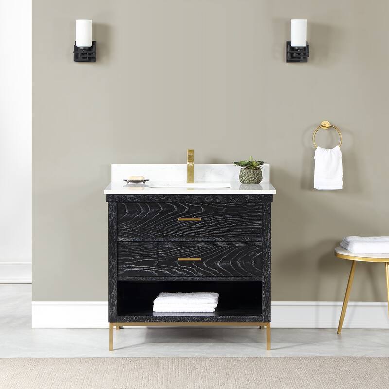 Altair Kesia Bathroom Vanity with White Composite Stone Top without Mirror