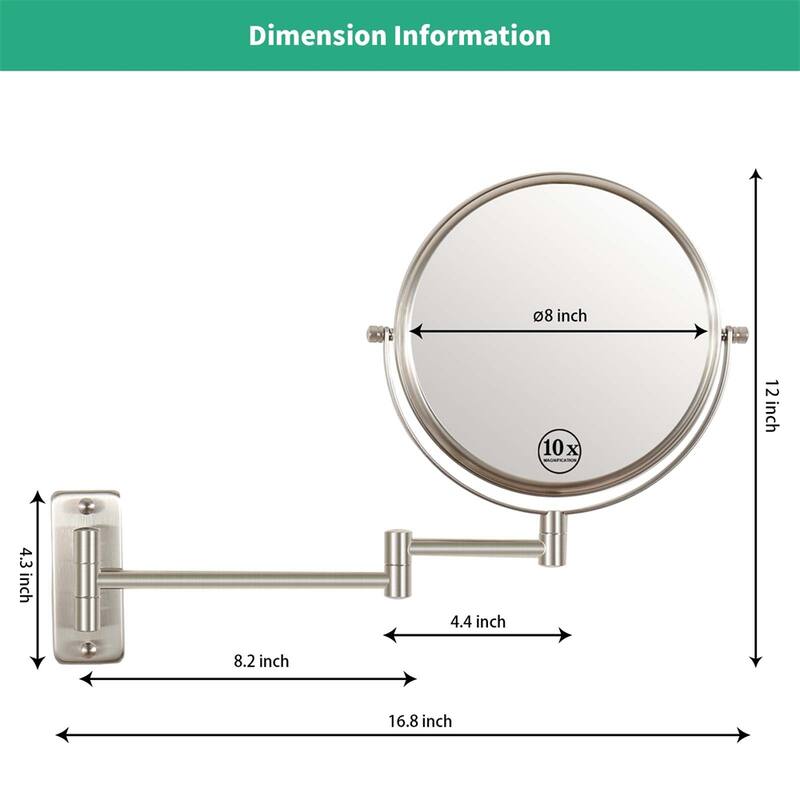 10x/1x Wall Mounted Magnifying Mirror Double-Side Mirrors for Wall