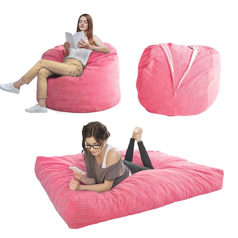 Corduroy Bean Bag Chair, Convertible Chair Folds from Bean Bag to Bed