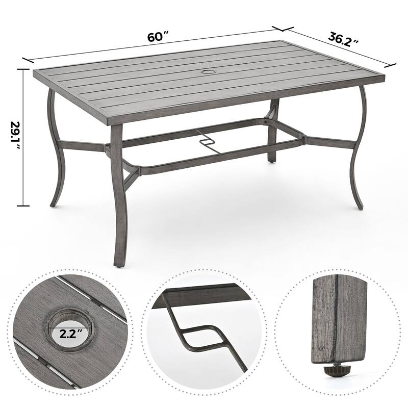 EGEIROS LIFE AluLux 7-Piece Aluminum Patio Dining Set with 6 Swivel Dining Chairs and Washable Cushions