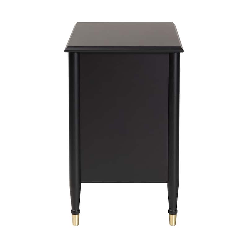 Tamra Black Wood Chest with Drawers - Bedroom Storage Unit with Metallic Accents, 6-Drawer Modern Transitional Bedroom Storage